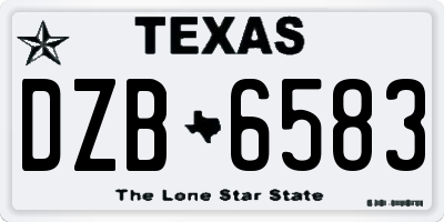TX license plate DZB6583