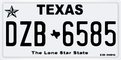 TX license plate DZB6585