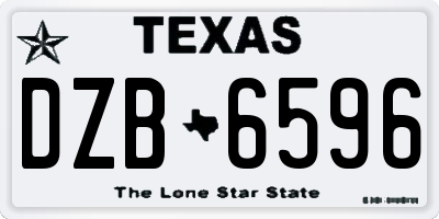 TX license plate DZB6596