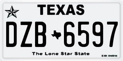 TX license plate DZB6597