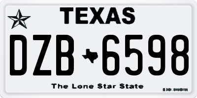 TX license plate DZB6598