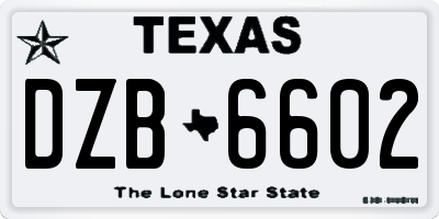 TX license plate DZB6602