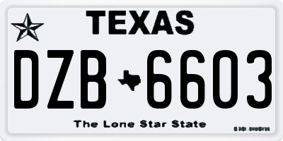 TX license plate DZB6603
