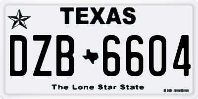 TX license plate DZB6604