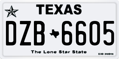 TX license plate DZB6605