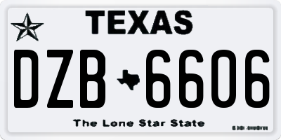 TX license plate DZB6606