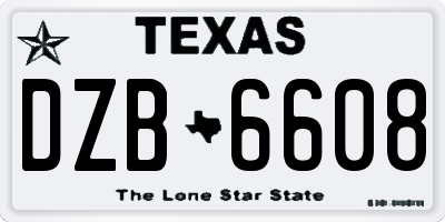 TX license plate DZB6608