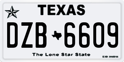TX license plate DZB6609