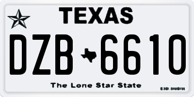 TX license plate DZB6610