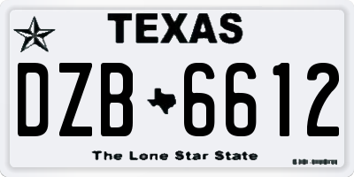 TX license plate DZB6612