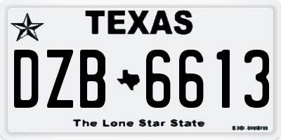 TX license plate DZB6613