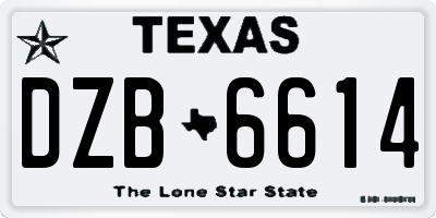 TX license plate DZB6614