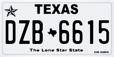 TX license plate DZB6615