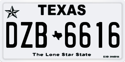 TX license plate DZB6616