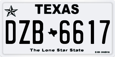 TX license plate DZB6617