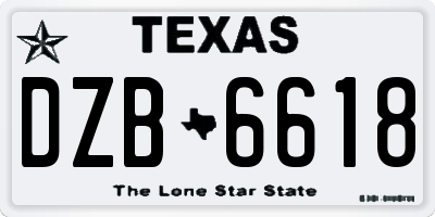 TX license plate DZB6618
