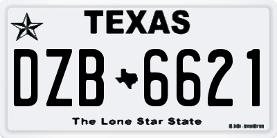 TX license plate DZB6621