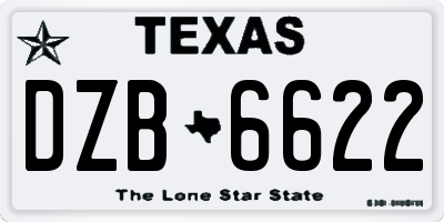 TX license plate DZB6622