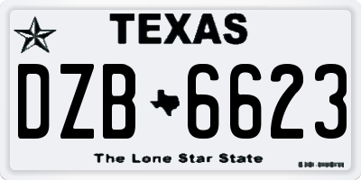 TX license plate DZB6623