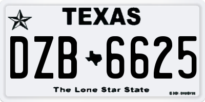 TX license plate DZB6625
