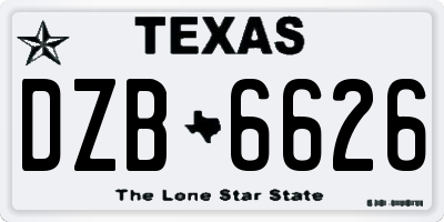 TX license plate DZB6626