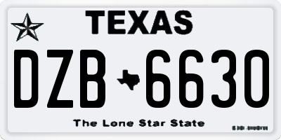 TX license plate DZB6630