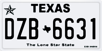 TX license plate DZB6631