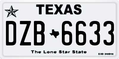 TX license plate DZB6633