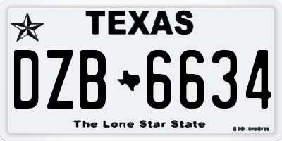 TX license plate DZB6634