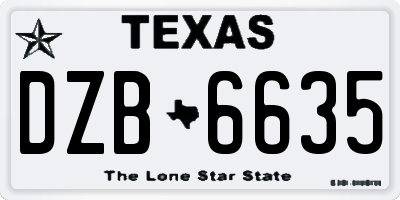 TX license plate DZB6635