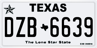 TX license plate DZB6639