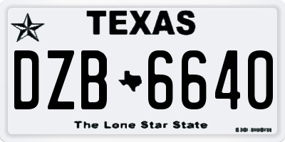 TX license plate DZB6640
