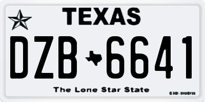 TX license plate DZB6641