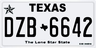 TX license plate DZB6642