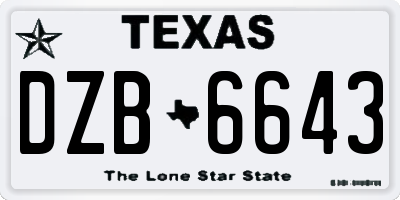 TX license plate DZB6643
