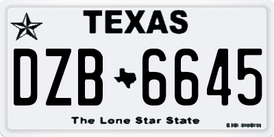 TX license plate DZB6645