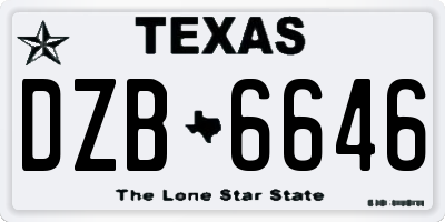 TX license plate DZB6646