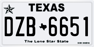 TX license plate DZB6651
