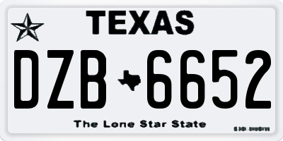 TX license plate DZB6652