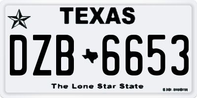TX license plate DZB6653