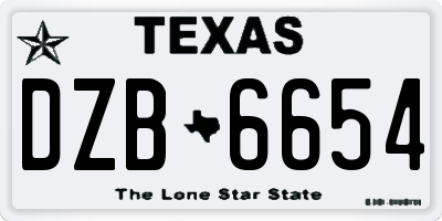 TX license plate DZB6654