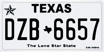 TX license plate DZB6657