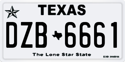 TX license plate DZB6661