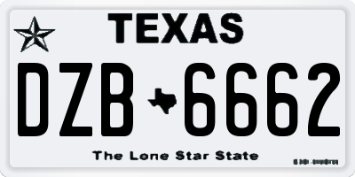 TX license plate DZB6662
