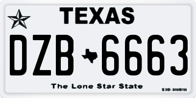 TX license plate DZB6663