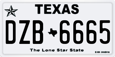 TX license plate DZB6665