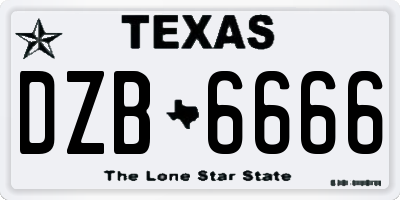 TX license plate DZB6666