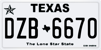 TX license plate DZB6670