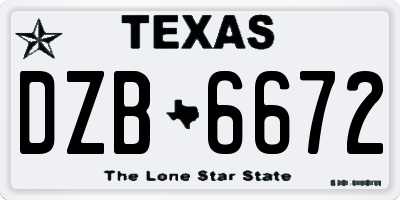 TX license plate DZB6672