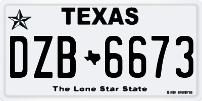 TX license plate DZB6673